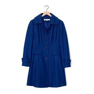 KENNETH COLE blue wool button midi pea coat 8